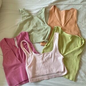 Medium- Assorted Cropped Brami Set of 5- Brightly Colored Bralette/Sports Bras